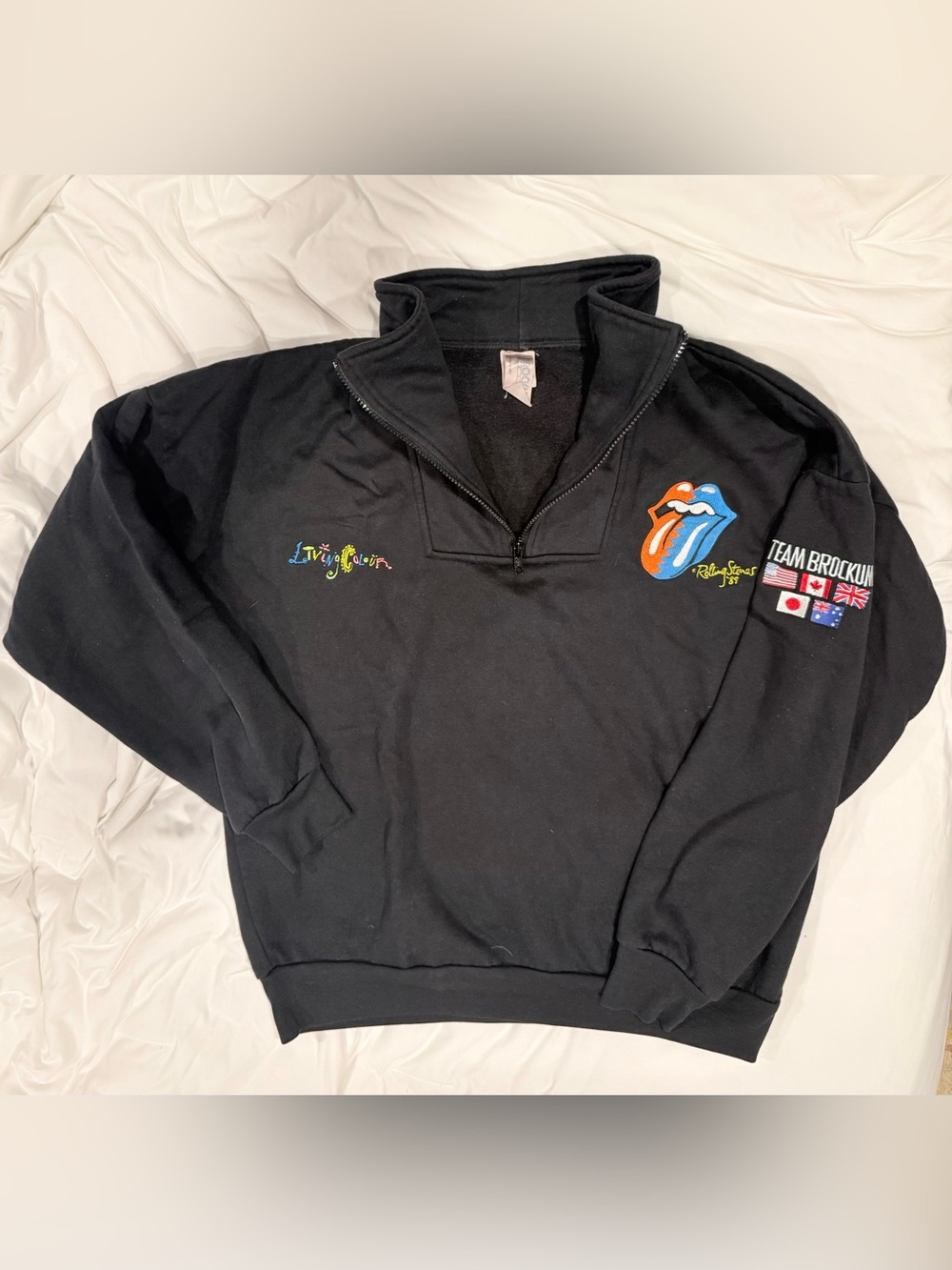 Vintage 1989 Rolling Stones Steel Wheels Tour Brockum Crew Sweatshirt 1/4 Zip